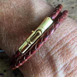 Braided Double Loop Bracelet - Saddle Tan